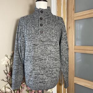 Atlas For Men Quarter Zip Knitted Mens Grey Pullover Sweater Jumper UK XXL Mock